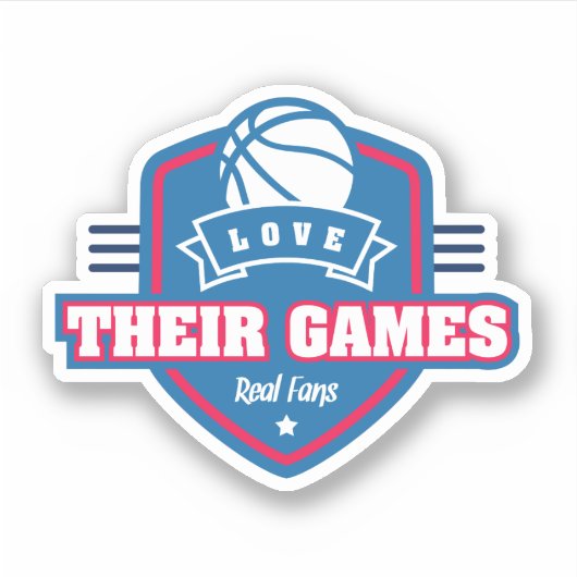 Basketbal Ik hou van hun spel met veel teamkleuren Sticker (Voorkant)