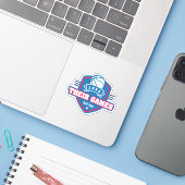 Basketbal Ik hou van hun spel met veel teamkleuren Sticker (Laptop met iPhone)