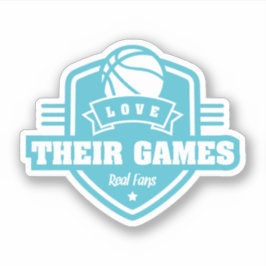 Basketbal Ik hou van hun spel met veel teamkleuren Sticker