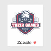 Basketbal Ik hou van hun spel met veel teamkleuren Sticker (Vel)