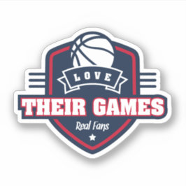 Basketbal Ik hou van hun spel met veel teamkleuren Sticker