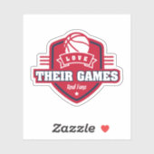 Basketbal Ik hou van hun spel met veel teamkleuren Sticker (Vel)