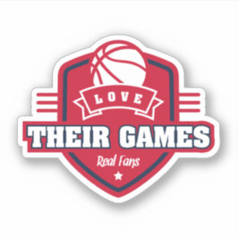 Basketbal Ik hou van hun spel met veel teamkleuren Sticker