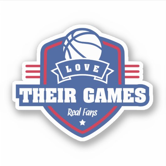 Basketbal Ik hou van hun spel met veel teamkleuren Sticker (Voorkant)