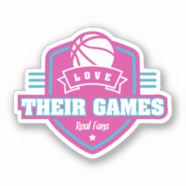 Basketbal Ik hou van hun spel met veel teamkleuren Sticker