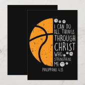 Basketbal Ik Kan Dingen Bijbelvers God Jezus Kaart (Voorkant / Achterkant)