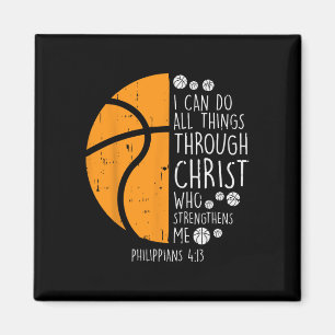 Basketbal Ik kan dingen doen Bijbelvers God Jezus Magneet