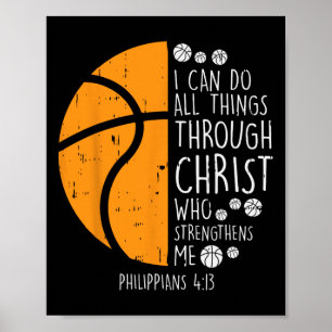 Basketbal Ik kan dingen doen Bijbelvers God Jezus Poster