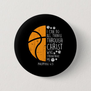 Basketbal Ik kan dingen doen Bijbelvers God Jezus  Ronde Button 5,7 Cm