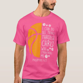 Basketbal Ik kan dingen doen Bijbelvers God Jezus  T-shirt