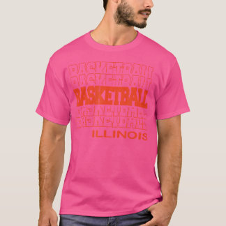 Basketbal Illinois in moderne gestapelde beletteri T-shirt