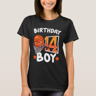 Basketbal IM 14 jaar oud 14e verjaardag jongen dec T-shirt