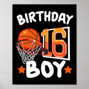 Basketbal IM 16 jaar oud 16e verjaardag jongen Dec Poster