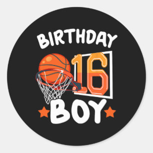 Basketbal IM 16 jaar oud 16e verjaardag jongen Dec Ronde Sticker