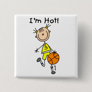 Basketbal I'm Hot T-shirts en cadeaus Vierkante Button 5,1 Cm