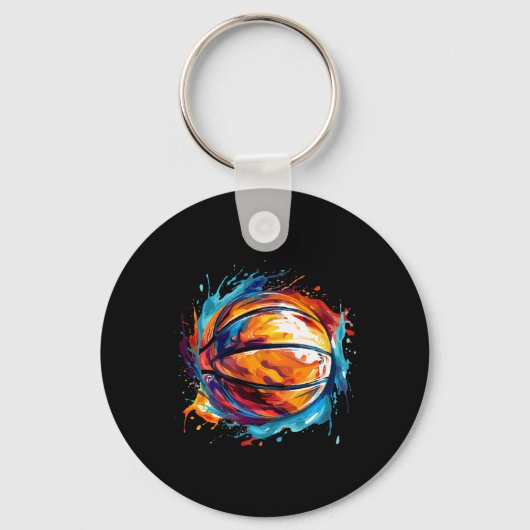 Basketbal in Art Design 1 Sleutelhanger (Voorkant)