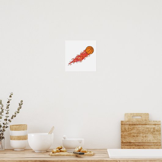 basketbal in brand poster (Keuken)