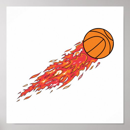 basketbal in brand poster (Voorkant)