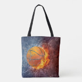 Basketbal in brand tote bag (Achterkant)