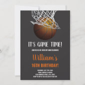 Basketbal in Hoop Verjaardag Uitnodiging (Voorkant)