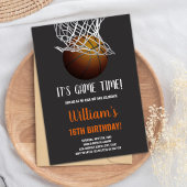 Basketbal in Hoop Verjaardag Uitnodiging