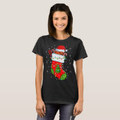 Basketbal In Kerstsokken Kerstman Hoed Lichten Xma T-shirt (Voorkant volledig)