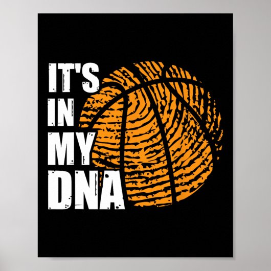 Basketbal in mijn DNA-vingerafdruk Fun Basketba Poster (Voorkant)