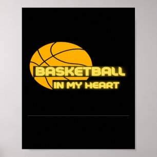Basketbal in mijn hart Grappig S - cadeau voor Poster
