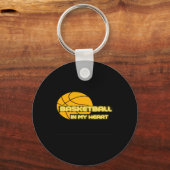 Basketbal in mijn hart Grappig S - cadeau voor Sleutelhanger (Voorkant)