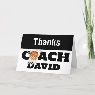 Basketbal in net voor coach dank u kaart