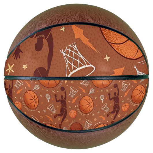 Basketbal in ware grootte met speelactiepatroon (Voorkant)
