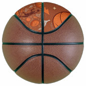 Basketbal in ware grootte met speelactiepatroon (Rechts)