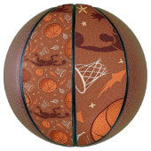 Basketbal in ware grootte met speelactiepatroon (Verticaal)