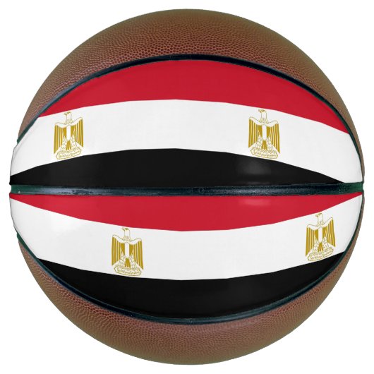 Basketbal in ware grootte met vlag van Egypte (Voorkant)