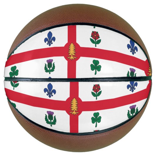 Basketbal in ware grootte met vlag van Montreal (Voorkant)