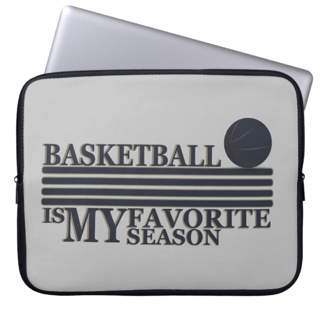 Basketbal is mijn favoriete seizoen met blauwe bal laptop sleeve (Voorkant)