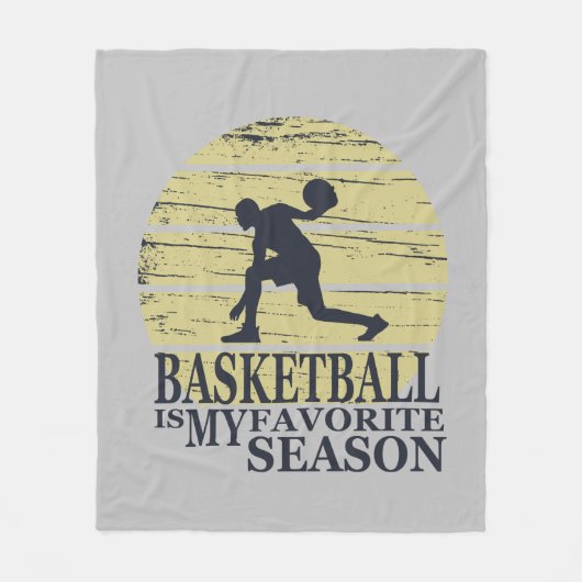Basketbal is mijn favoriete seizoen  retro fleece deken (Voorkant)