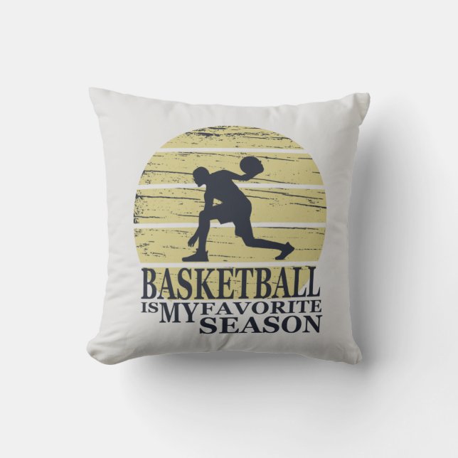 Basketbal is mijn favoriete seizoen retro zonsonde kussen (Voorkant)