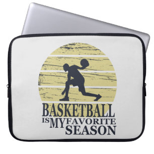 Basketbal is mijn favoriete seizoen retro zonsonde laptop sleeve