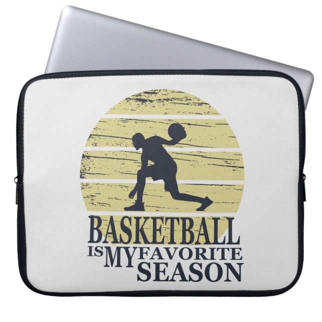 Basketbal is mijn favoriete seizoen retro zonsonde laptop sleeve (Voorkant)