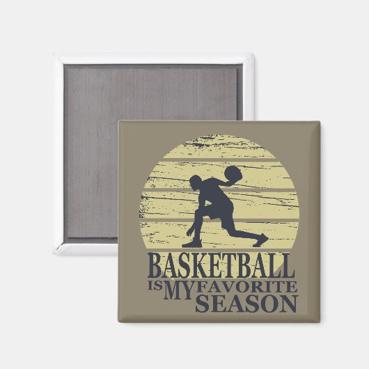 Basketbal is mijn favoriete seizoen retro zonsonde magneet (Voorkant / Achterkant)