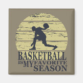 Basketbal is mijn favoriete seizoen retro zonsonde magneet (Voorkant)