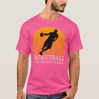 Basketbal is mijn favoriete seizoen retro zonsonde t-shirt