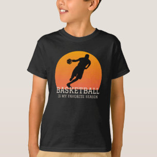 Basketbal is mijn favoriete seizoen retro zonsonde t-shirt
