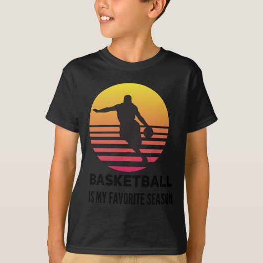Basketbal is mijn favoriete sunset dribble t-shirt (Voorkant)