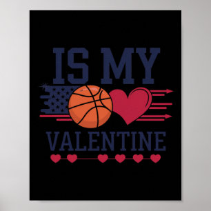 Basketbal is mijn hart op de Valentijnsdag Poster
