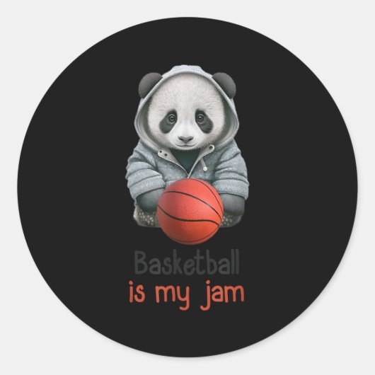Basketbal is mijn Jam Panda Beer met basketbal Ronde Sticker (Voorkant)