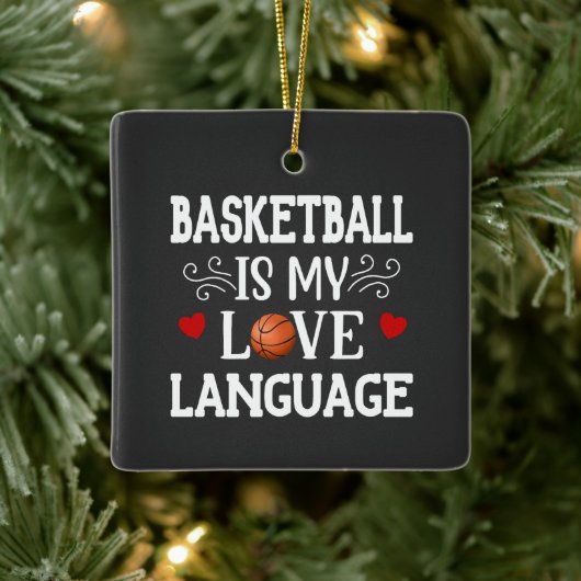 Basketbal is mijn liefdestaal Kerstmis Keramisch Ornament (Boom)