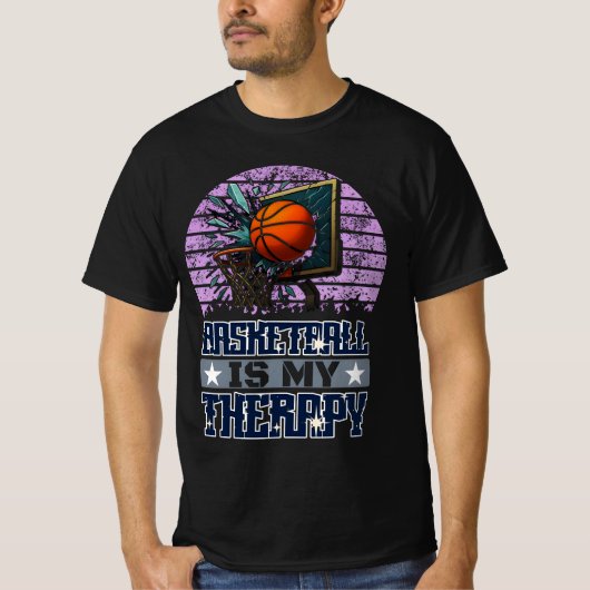 Basketbal is mijn therapie t-shirt (Voorkant)