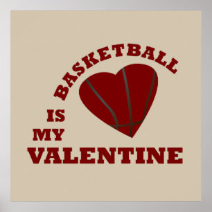 basketbal is mijn Valentijn met rode hart Poster